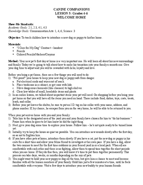 Canine Companions Lesson Plan
