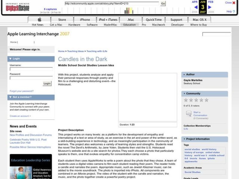 Candles in the Dark Lesson Plan