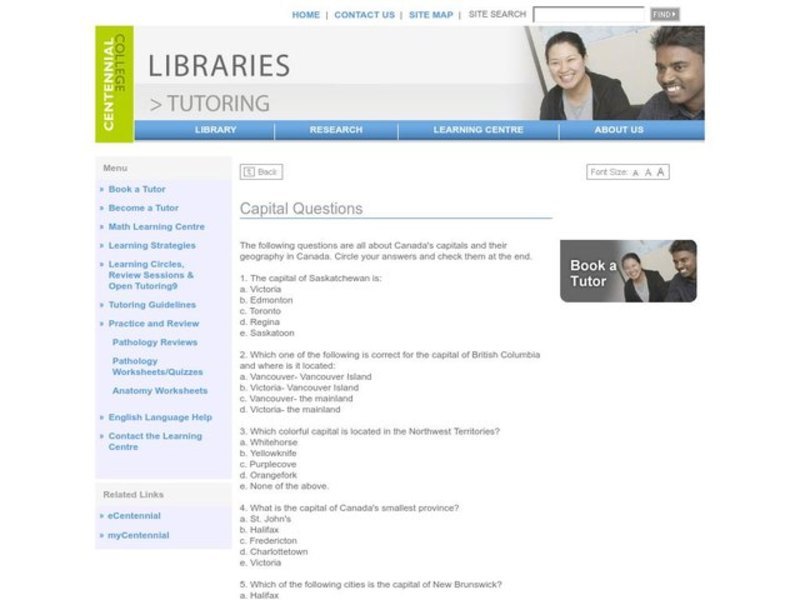 Capital Questions Worksheet