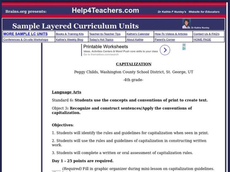 Capitalization Lesson Plan