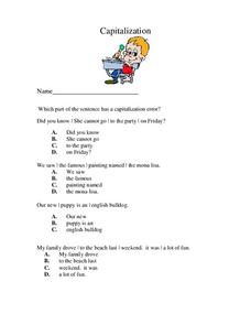 Capitalization Worksheet
