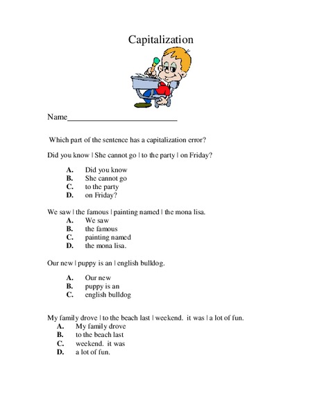 Capitalization Worksheet