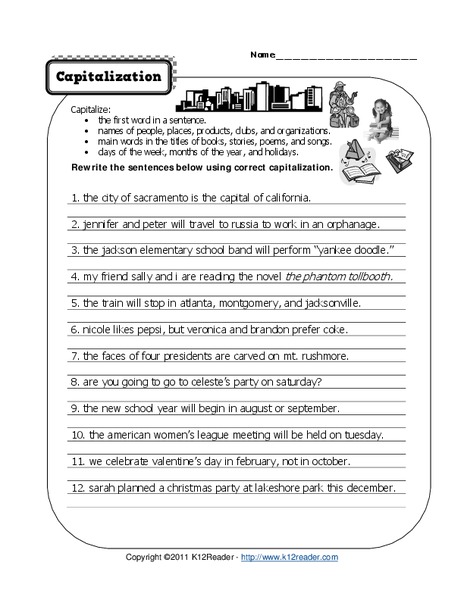 Capitalization Worksheet