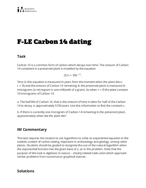Carbon 14 Dating Lesson Plan