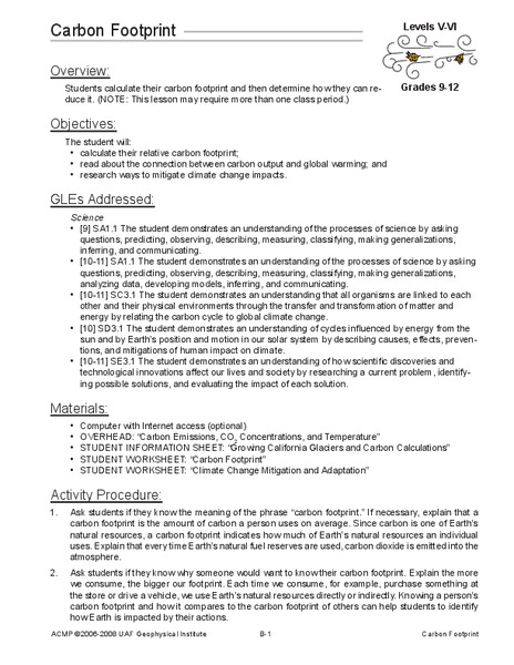 Carbon Footprint Lesson Plan