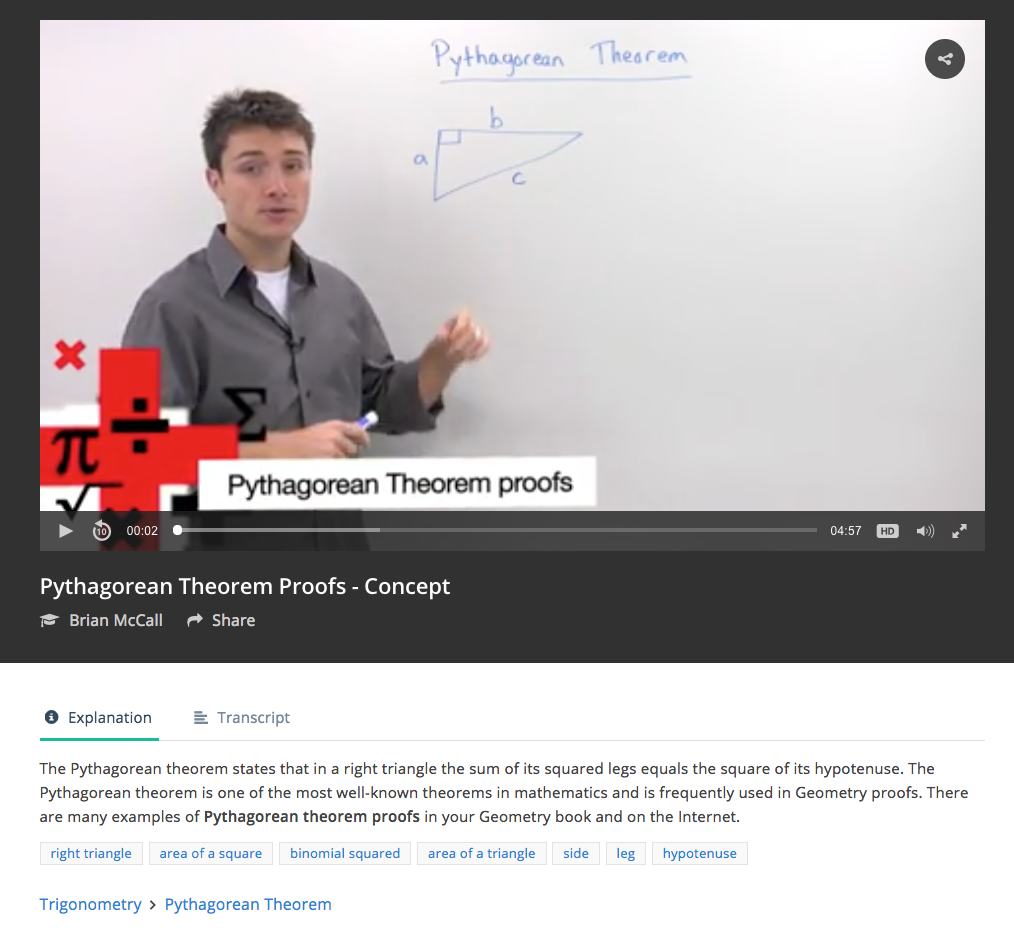 Pythagorean Theorem Proofs Instructional Video