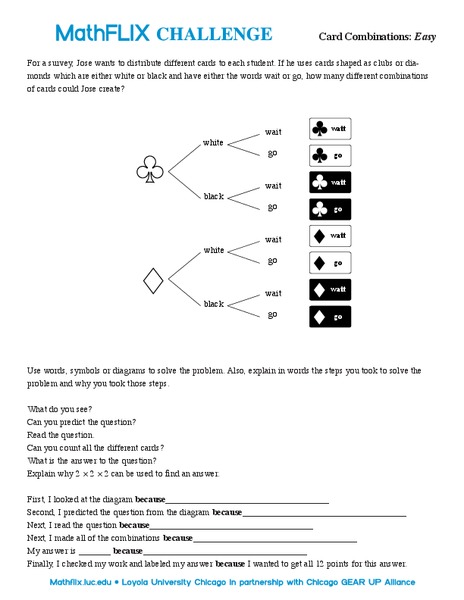 Card Combinations Worksheet