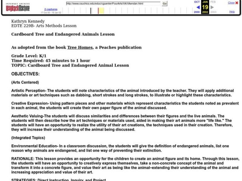 Cardboard Tree and Endangered Animals Lesson Lesson Plan