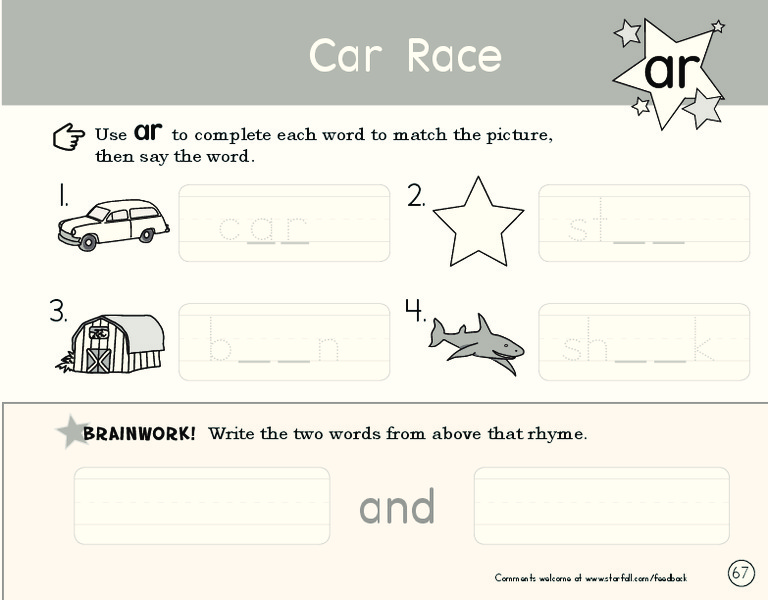 Car Race Worksheet