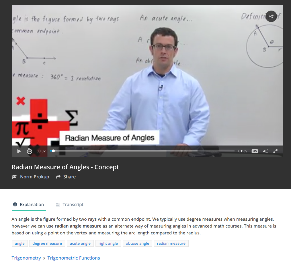 Radian Measure of Angles Instructional Video