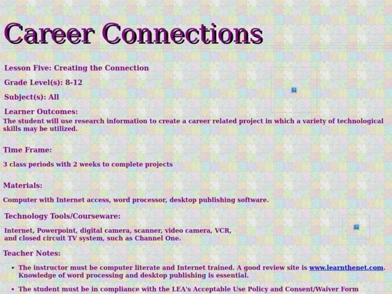 Career Connections Lesson Plan