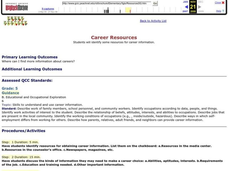 Career Resources Lesson Plan
