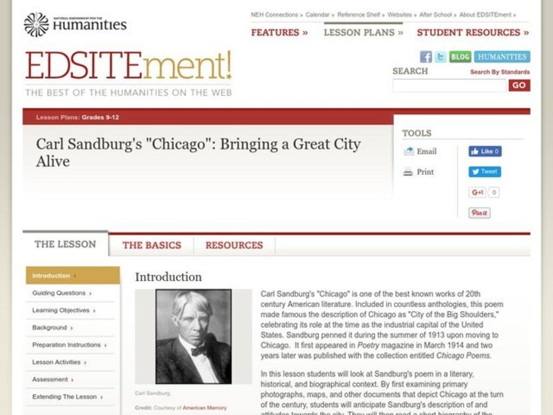 Carl Sandburg's "Chicago": Bringing a Great City Alive Lesson Plan