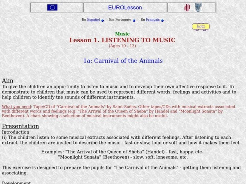 Carnival of the Animals Lesson Plan