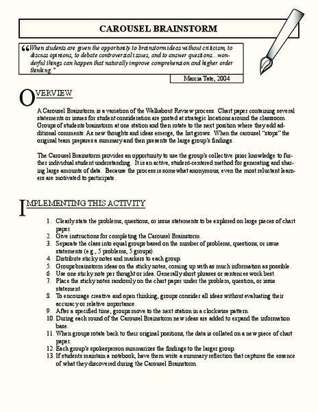 Carousel Brainstorm Activity
