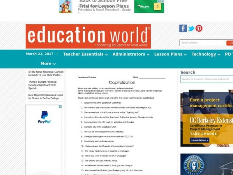 Capitalization Lesson Plan