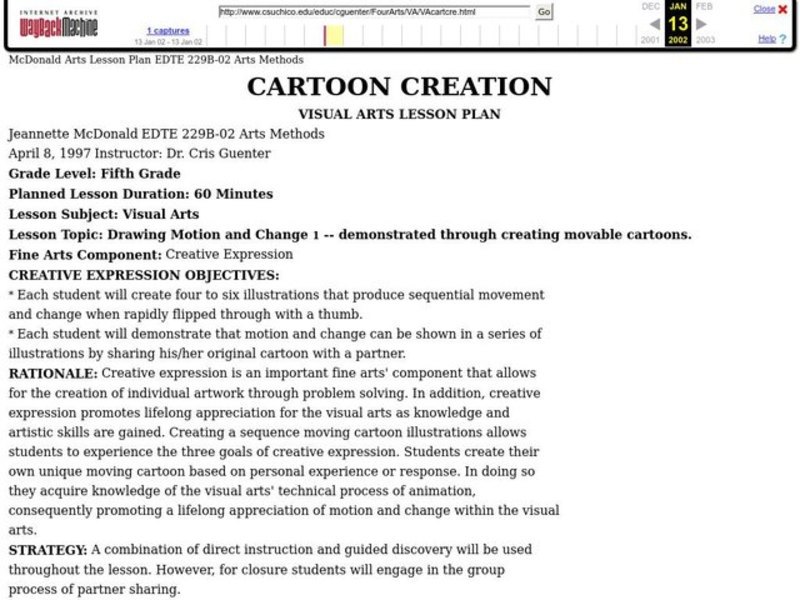 Cartoon Creation Lesson Plan