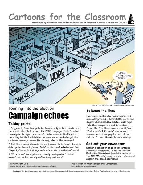 Cartoons for the Classroom: Campaign Echoes Worksheet