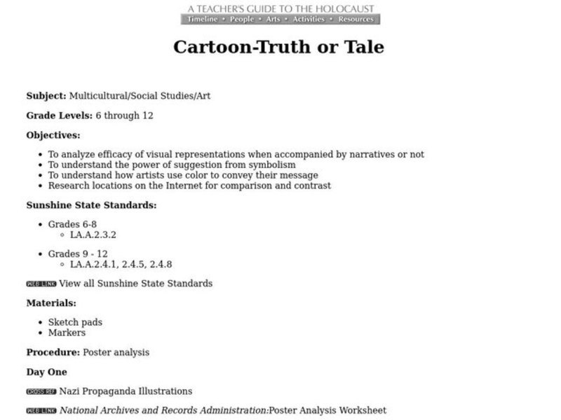 Cartoon-Truth or Tale Lesson Plan