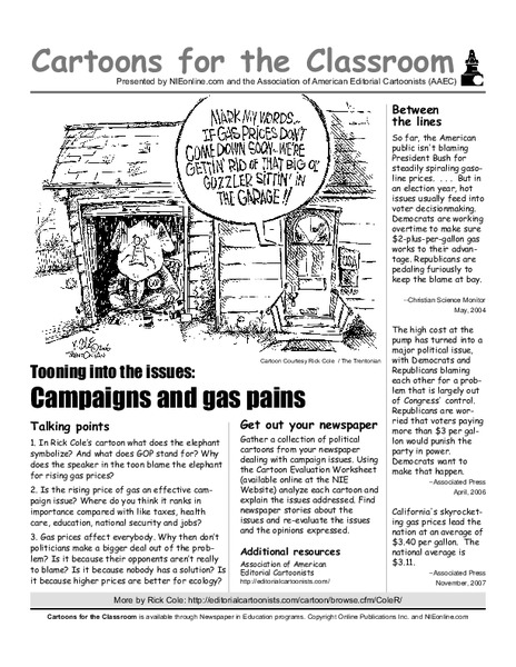 Cartoons for the Classroom: Campaigns and Gas Pains Worksheet