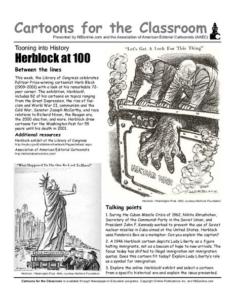 Cartoons for the Classroom: Herblock at 100 Worksheet