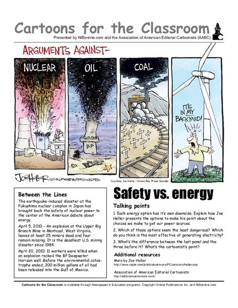 Cartoons for the Classroom: Safety vs. Energy Worksheet