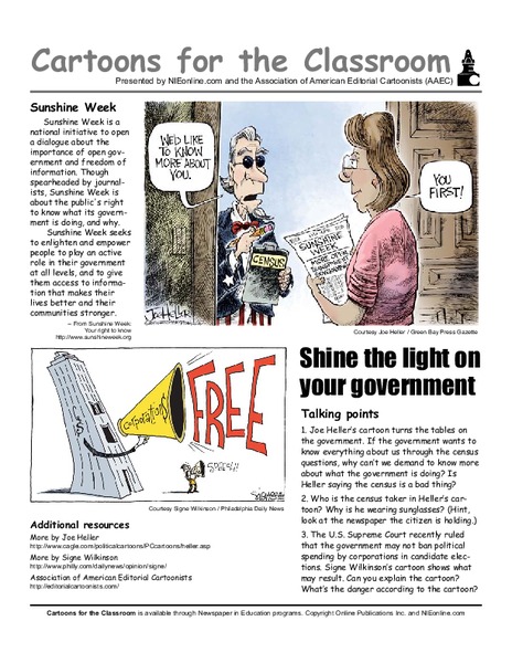 Cartoons for the Classroom: Sunshine Week Worksheet