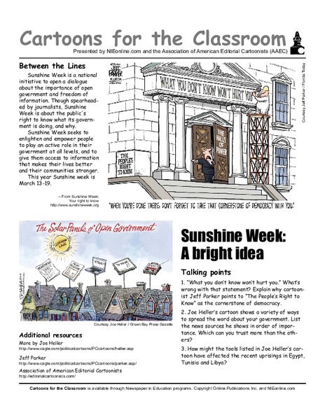 Cartoons for the Classroom: Sunshine Week Worksheet