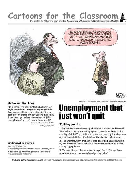 Cartoons for the Classroom: Unemployment Worksheet