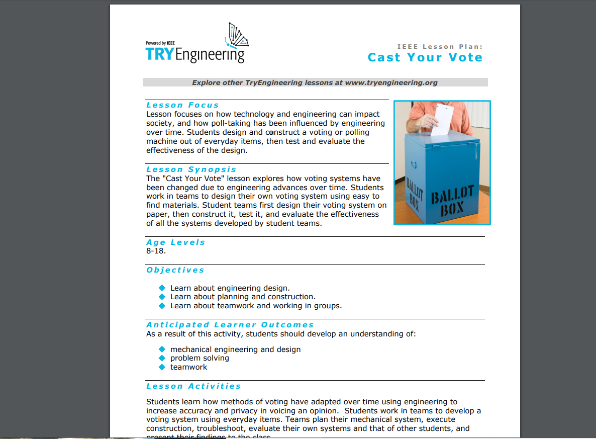 Cast Your Vote Lesson Plan