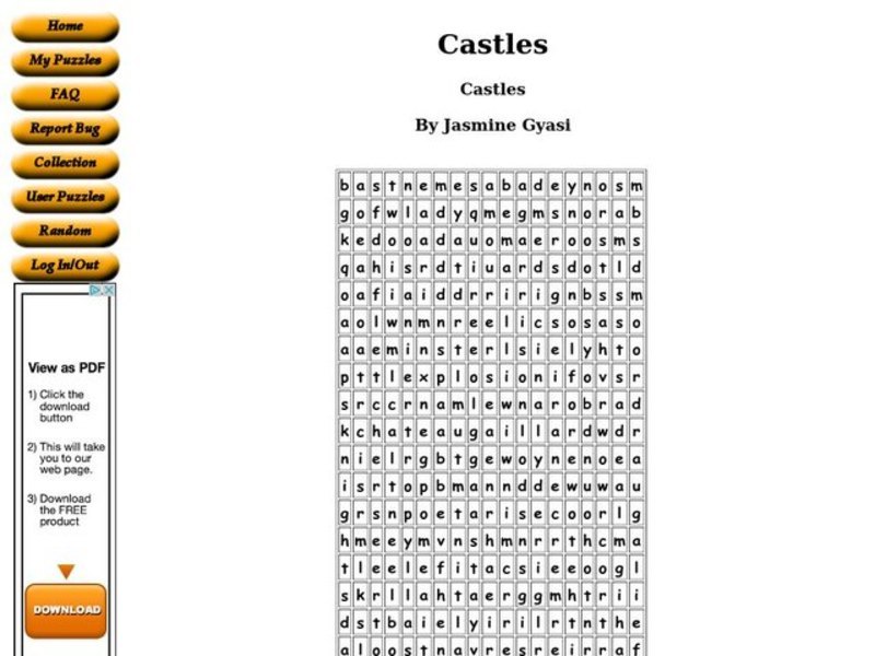 Castles Worksheet
