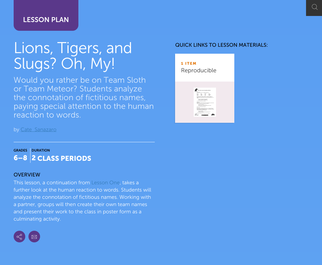 Lions, Tigers, and Slugs? Oh, My! Lesson Plan