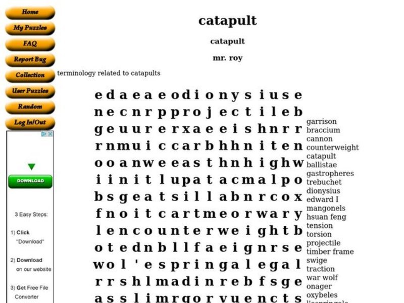 Catapult Worksheet