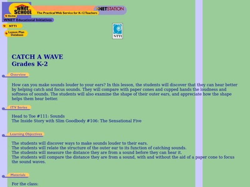 Catch a Wave Lesson Plan