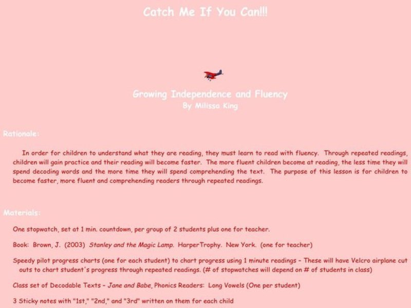 Catch Me If You Can Lesson Plan