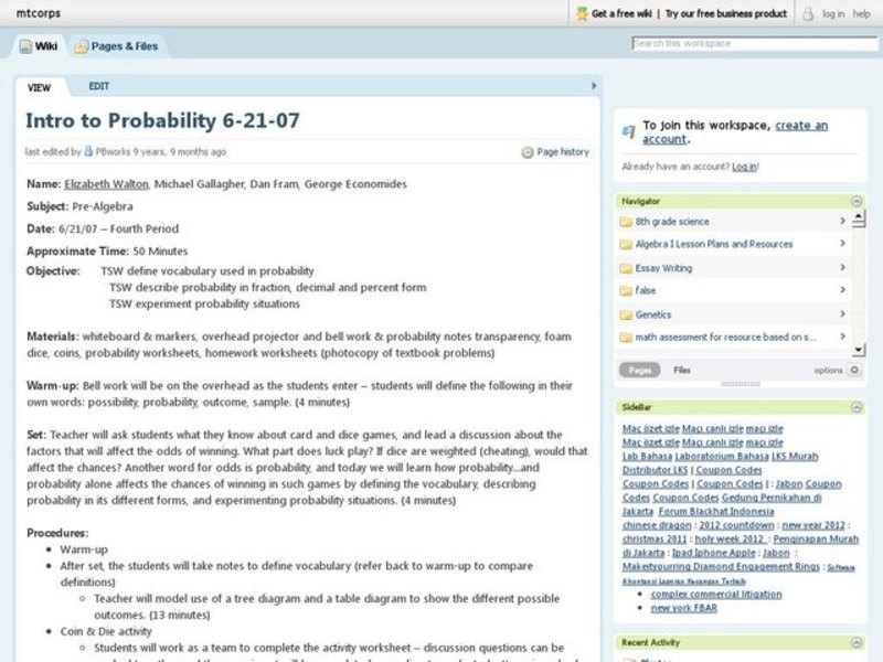 Intro To Probability Lesson Plan