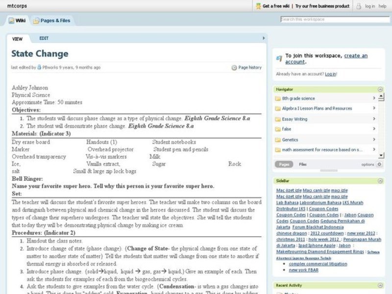 State Change Lesson Plan