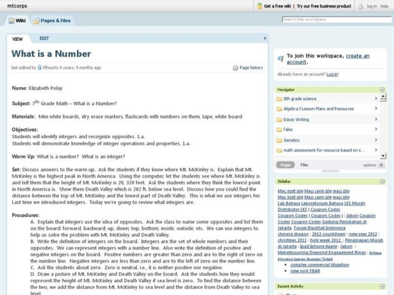 What Is A Number? Lesson Plan