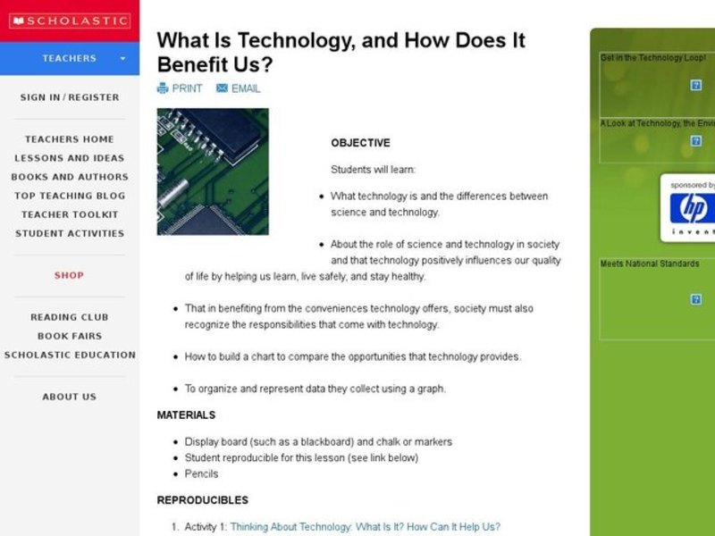 What Is Technology, and How Does It Benefit Us? Lesson Plan