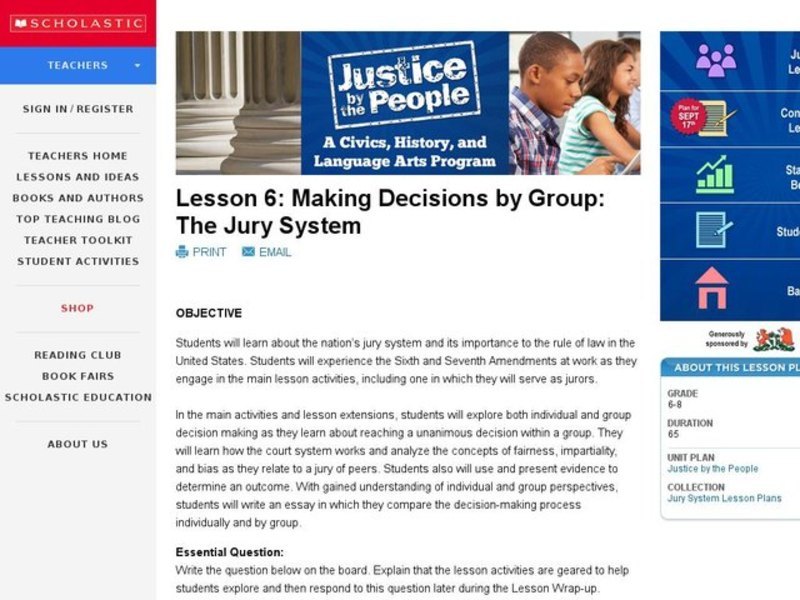 Making Decisions by Group: The Jury System Lesson Plan