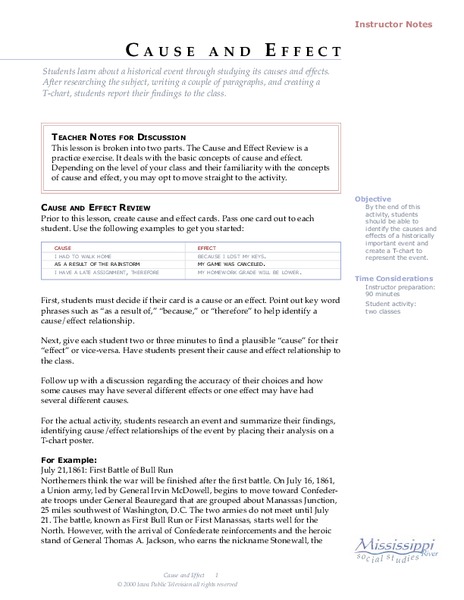 Cause and Effect Lesson Plan
