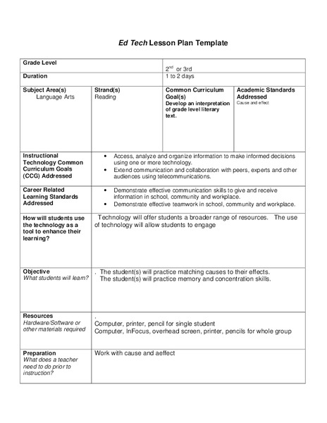 Cause and Effect Lesson Plan