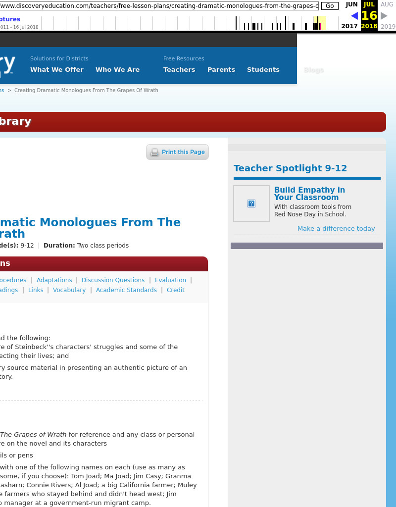 Creating Dramatic Monologues from The Grapes of Wrath Lesson Plan