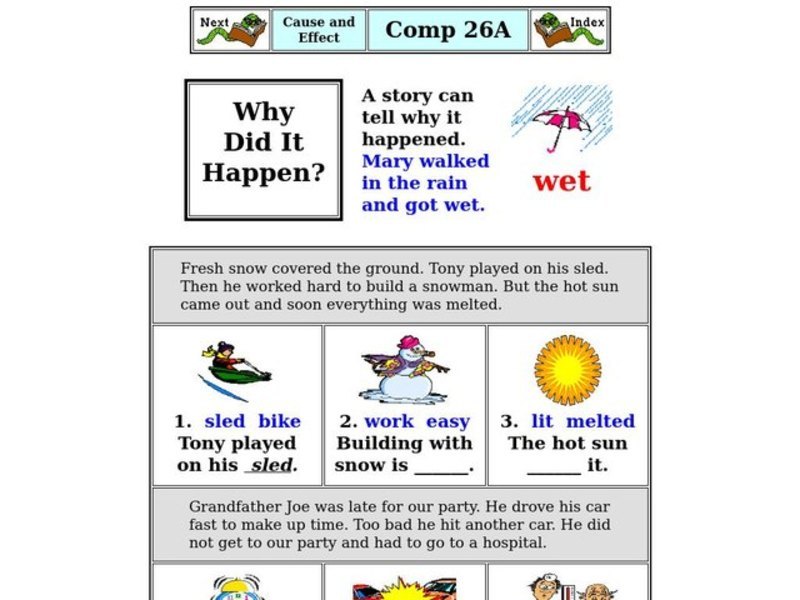 Cause and Effect Worksheet