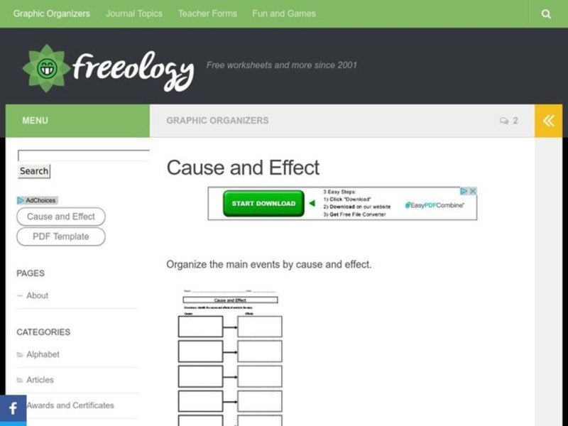 Cause and Effect Graphic Organizer Organizer