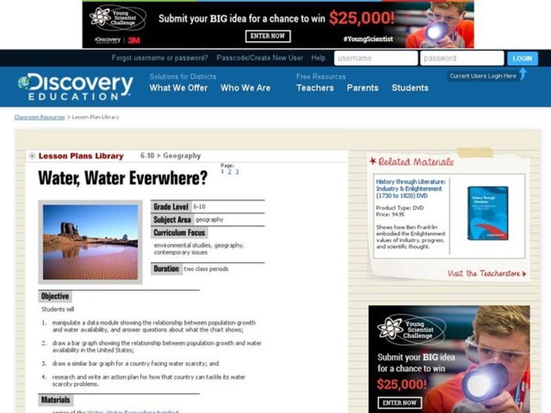 Water, Water Everywhere? Lesson Plan