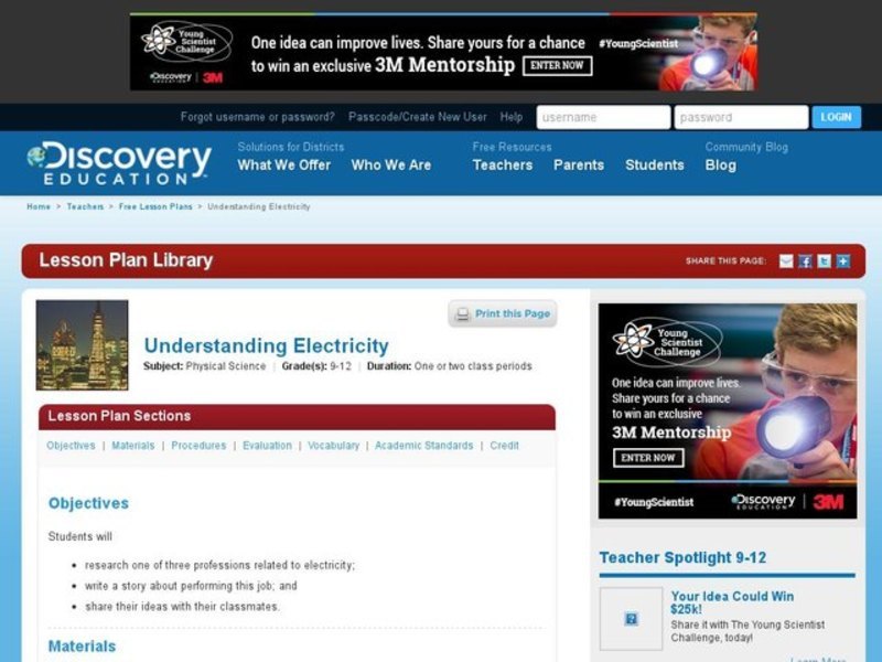 Understanding: Electricity Lesson Plan