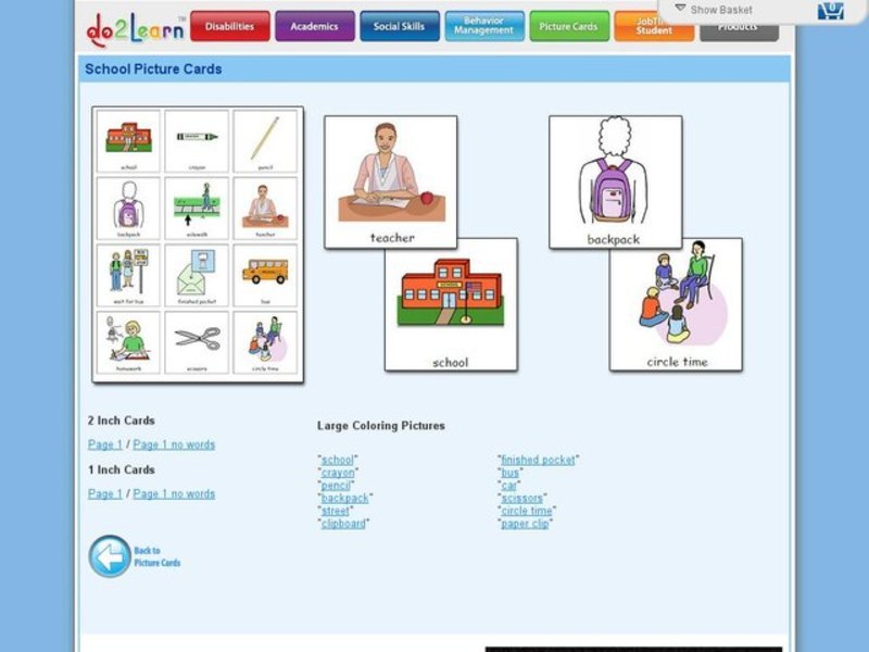 School Picture Cards Printables