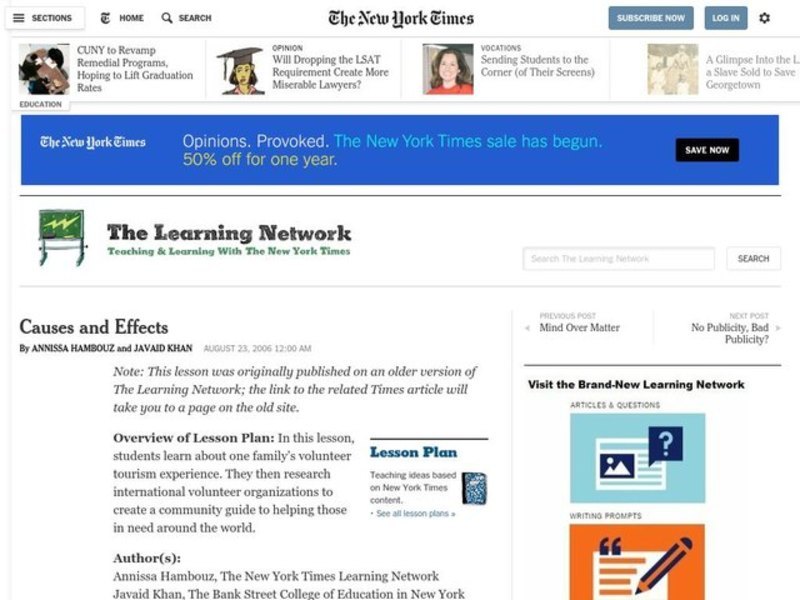 Causes and Effects Lesson Plan