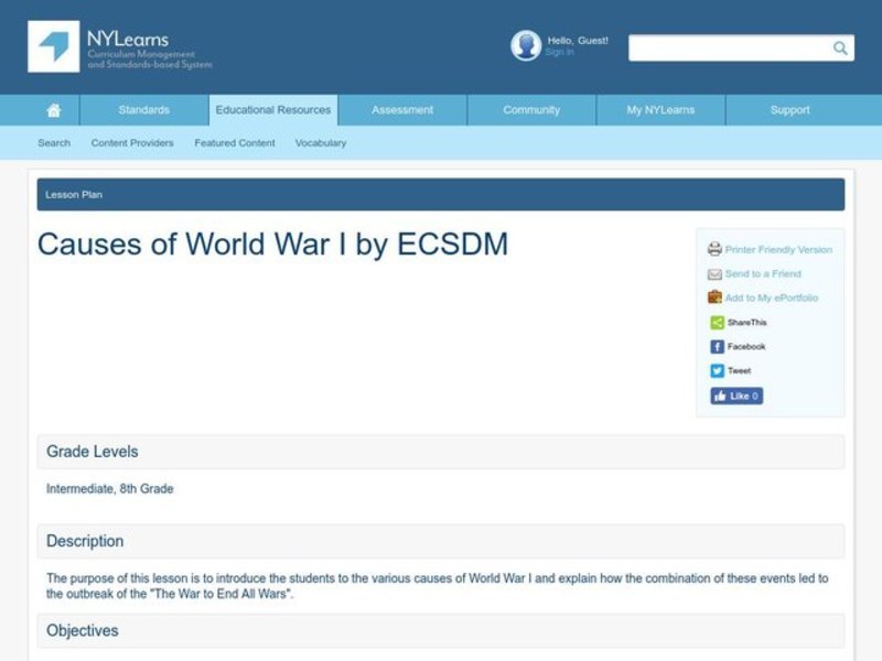 Causes of World War I Lesson Plan